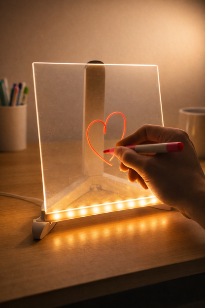 LED Acrylic Writing & Drawing Light Pad (with 12 Neon Pens)