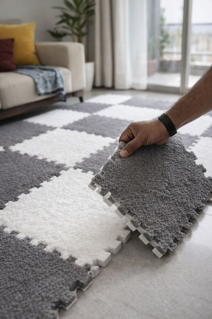 Interlocking Carpet Tiles – 6-Piece Floor Mat Set